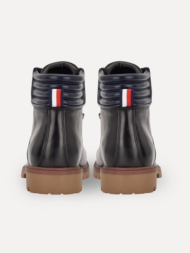 Férfi Tommy Hilfiger Solid utility Csizma Fekete | HU 1475LIS